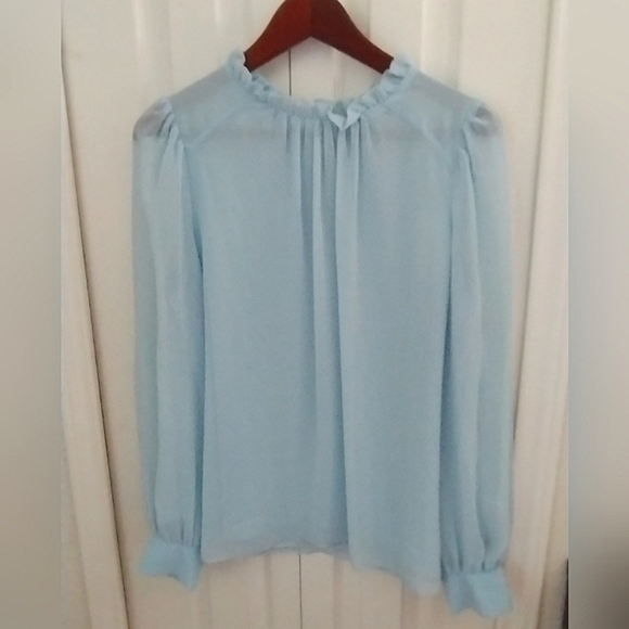 NWT Blue chiffon blouse - Picture 6 of 9